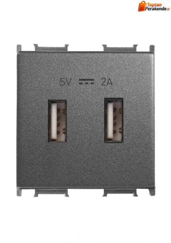 Viko Panasonic Thea Modüler Füme Priz USB Şarj 5V 2A